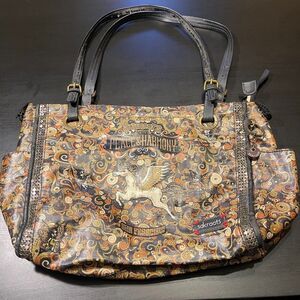 Sakroots Peace & Harmony Purse/Bag Earthy Hippie Print San Francisco Brown/Black